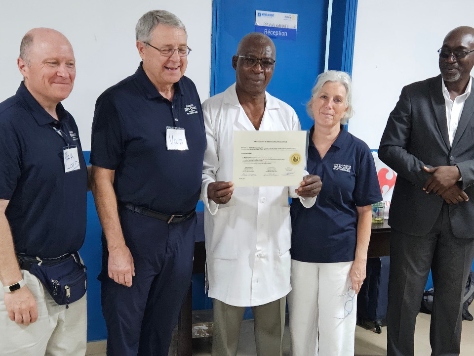 Certificat décerné après la formation au Centre Hospitalier Universitaire de Yopougon Abidjan le 30 août 2024.